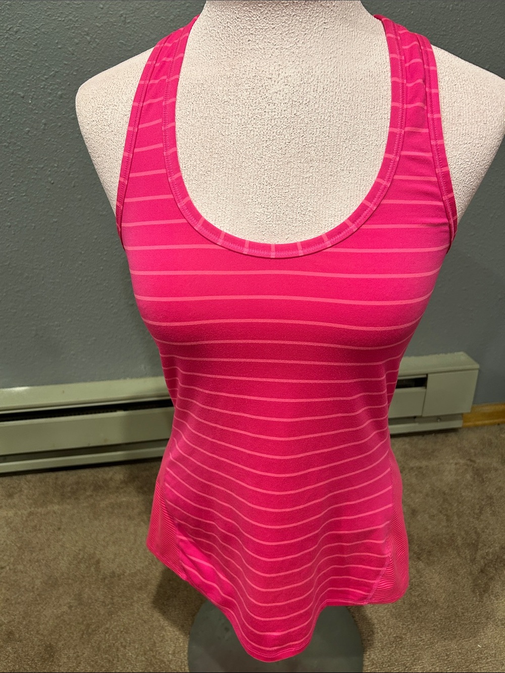 Athleta Chi Brilliant Pink Striped Racerback Tank